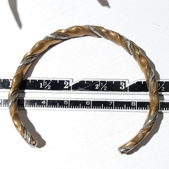 Mixed Metal Copper Pewter Twist Cuff Bracelet Copper Sil… - Picture 6 of 6